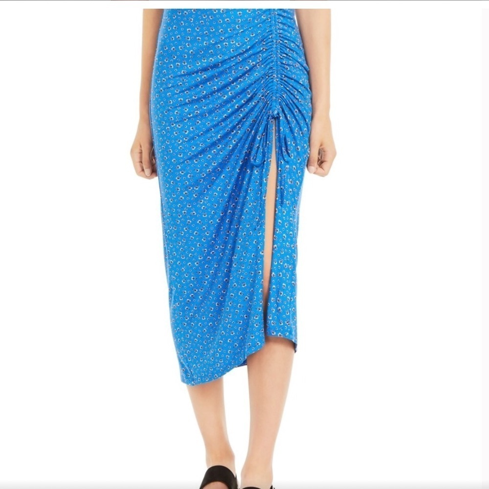 Material Girl Blue Floral Midi Skirt Size S